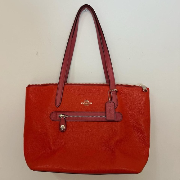 Coach Handbags - COACH Taylor Tote in Pebble Leather - Vermillion Red & Pink